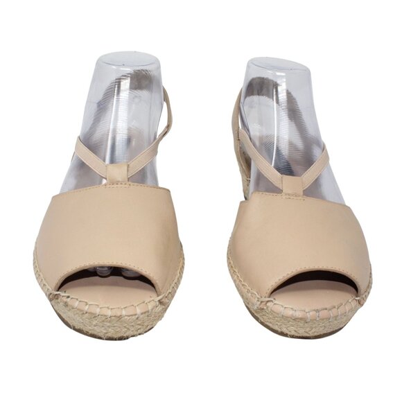 Steven By Steve Madden Womens 9 B Izzi Espadrille Wedge Beige Leather Sandals - Picture 2 of 15